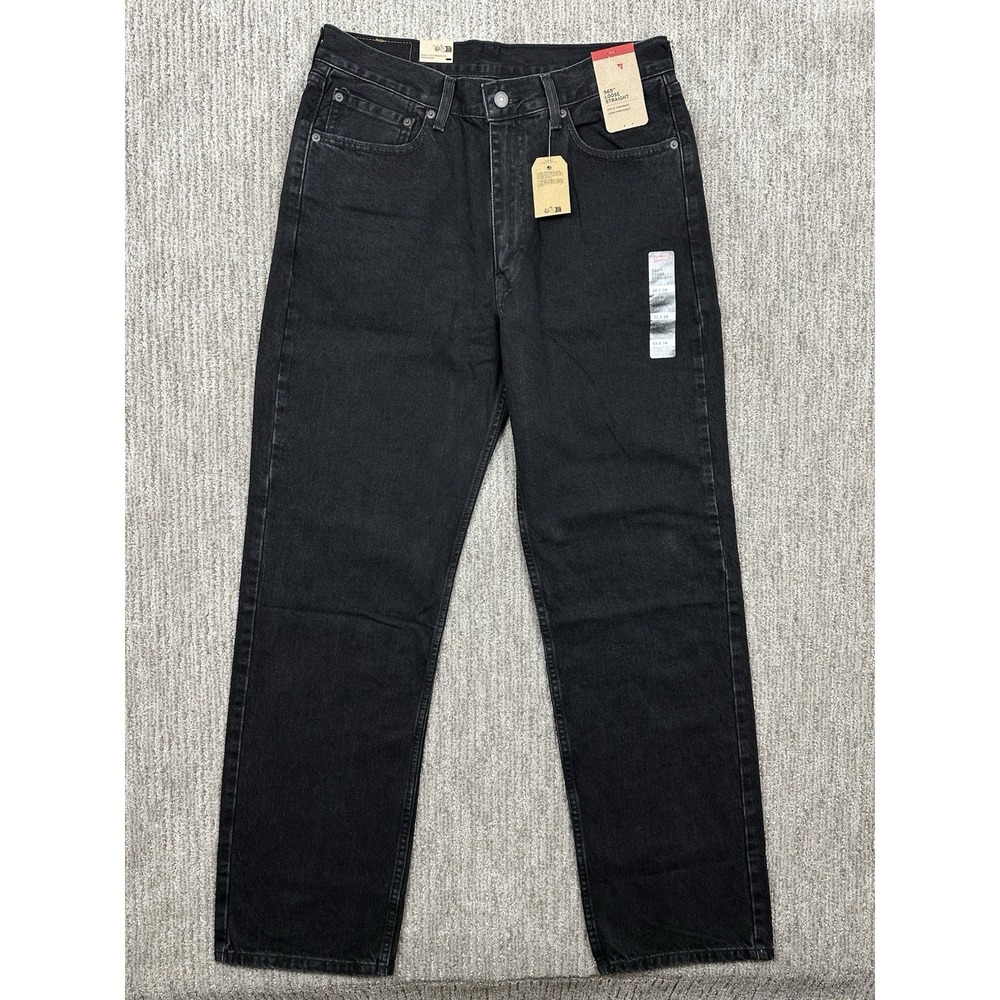 Levi's Mens 565 Loose Straight Denim Jeans Black Cotton Size 33x34 NWT